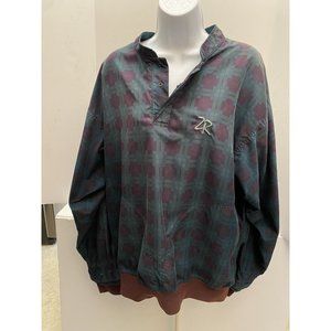 Zero Restriction Golf Pullover Men's Large Green/black Houndstooth USA Made